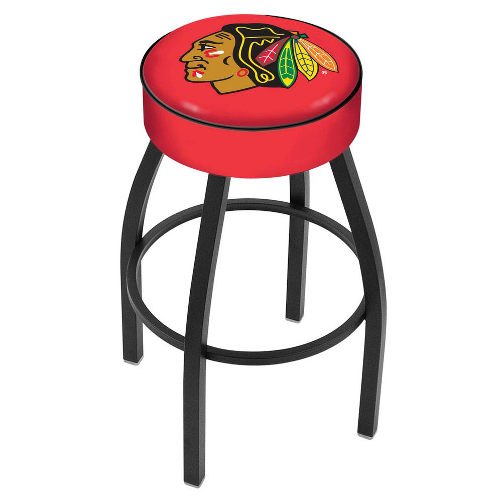 inch Chicago (Red) Blackhawks Logo Swivel Bar Stool w/ Black Base
