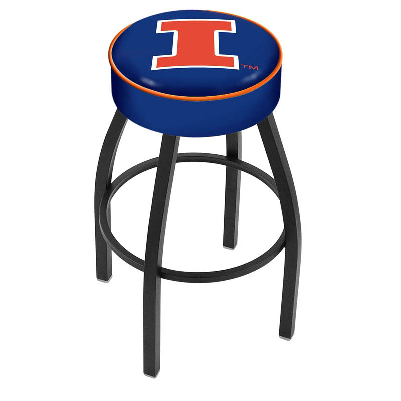 inch Illinois Logo Swivel Bar Stool w/ Black Base