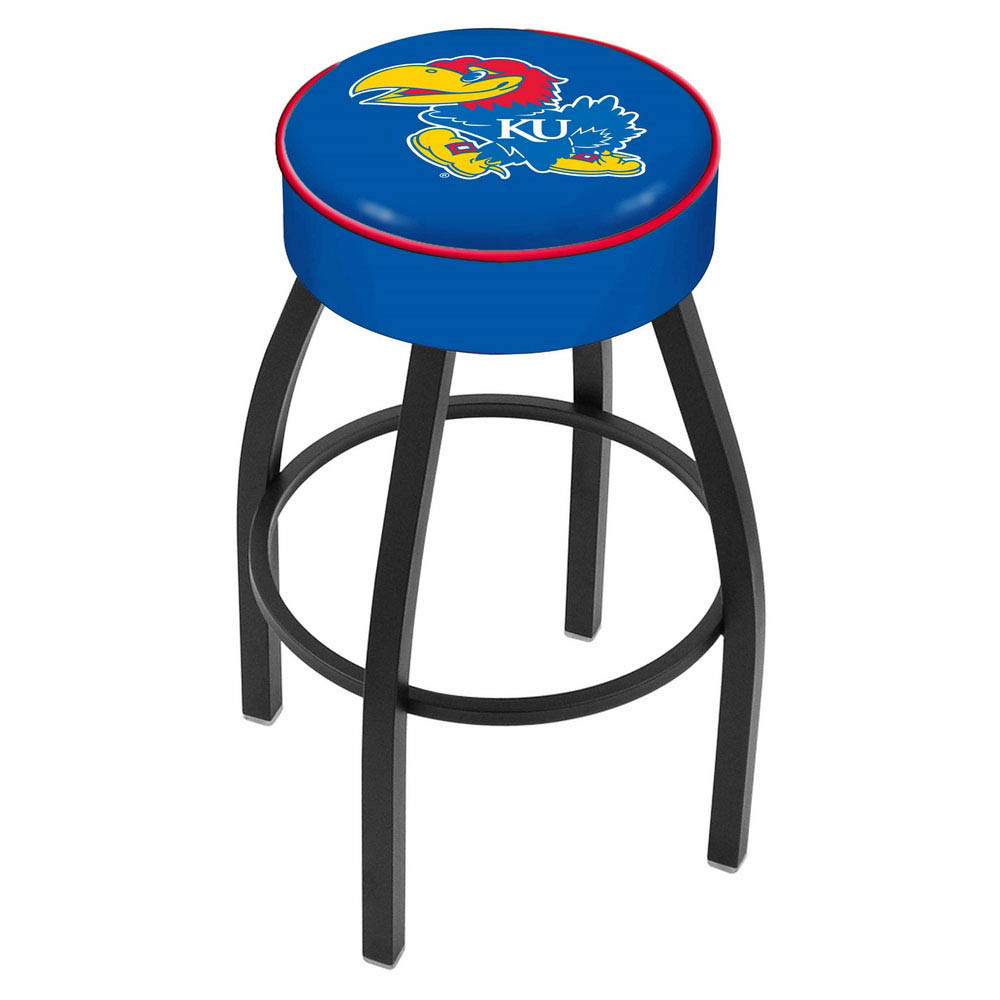 inch Kansas Logo Swivel Bar Stool w/ Black Base