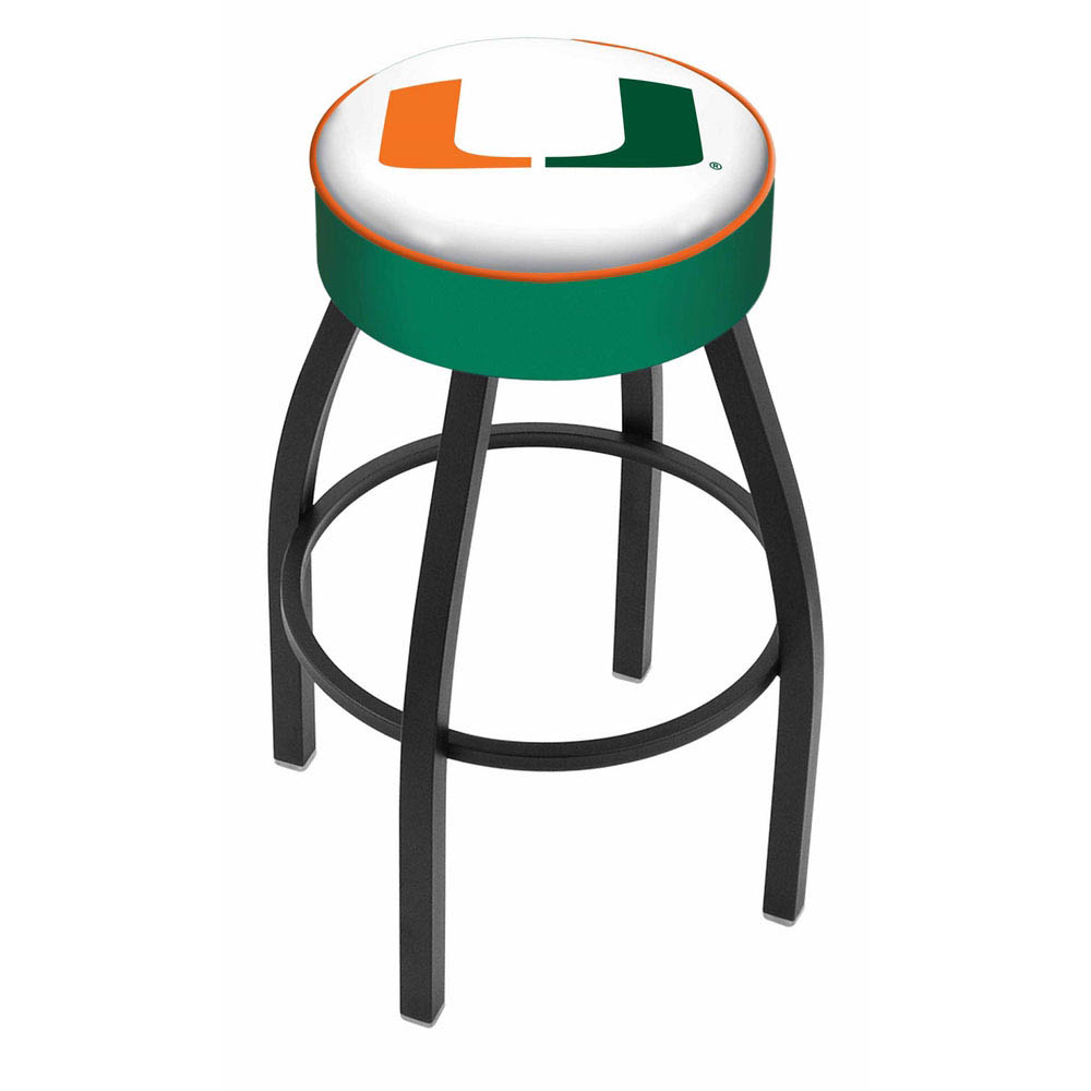 inch Miami Logo Swivel Bar Stool w/ Black Base