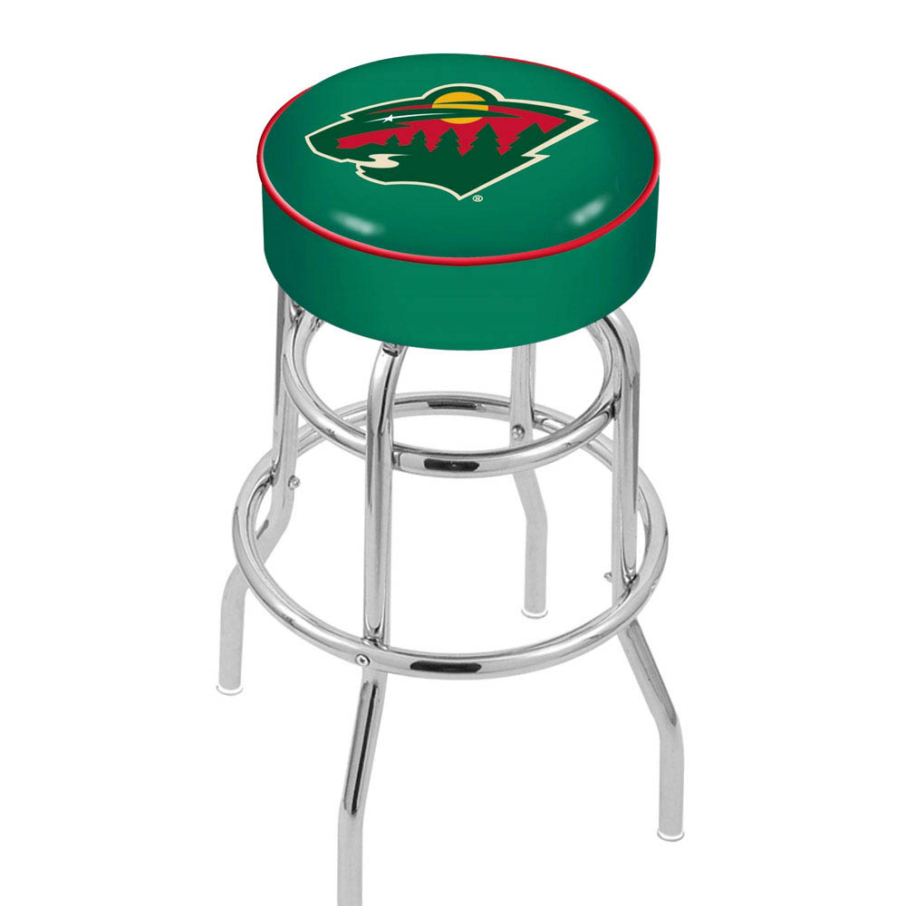 inch Minnesota Wild Logo Swivel Bar Stool w/ Black Base