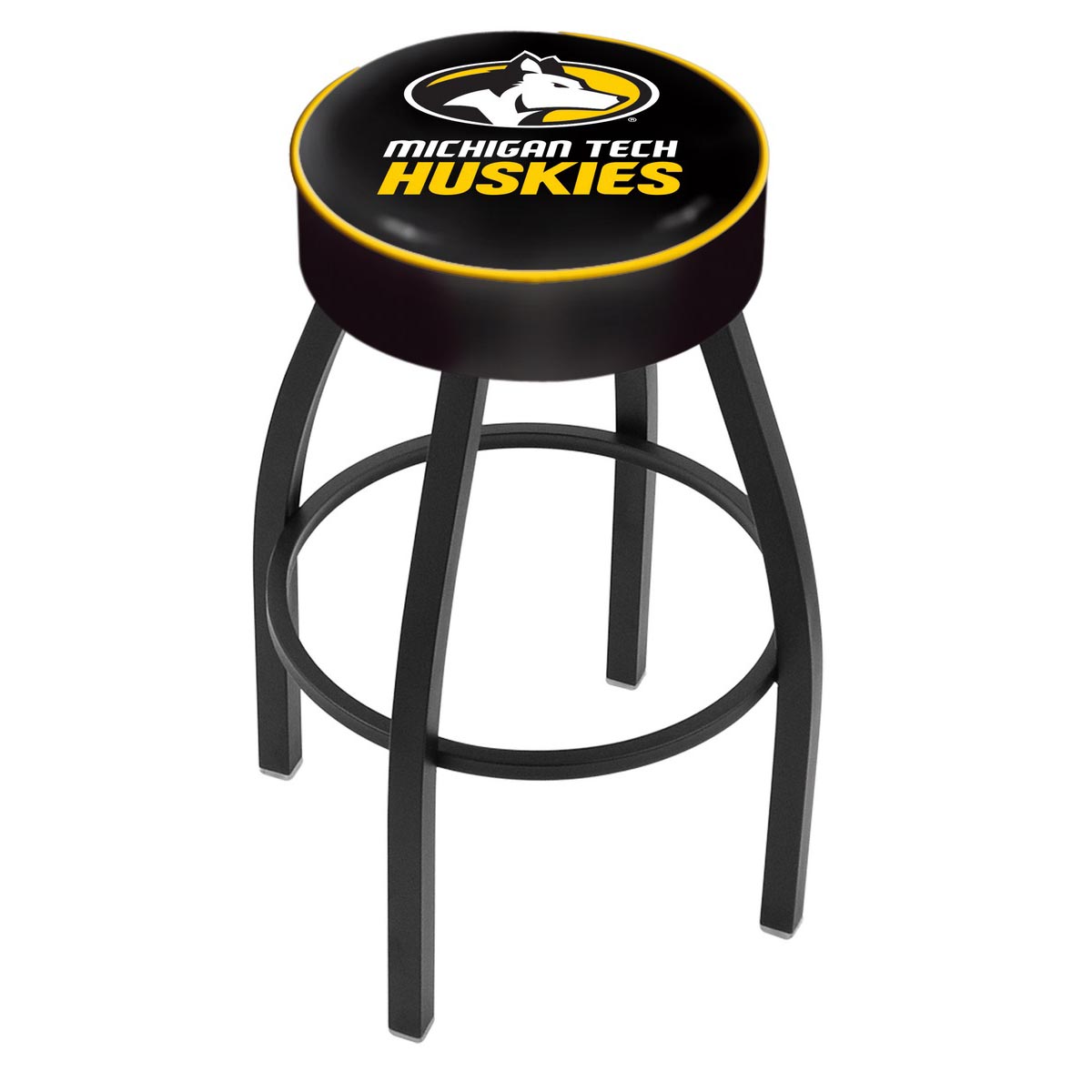 inch Michigan Tech Logo Swivel Bar Stool w/ Black Base