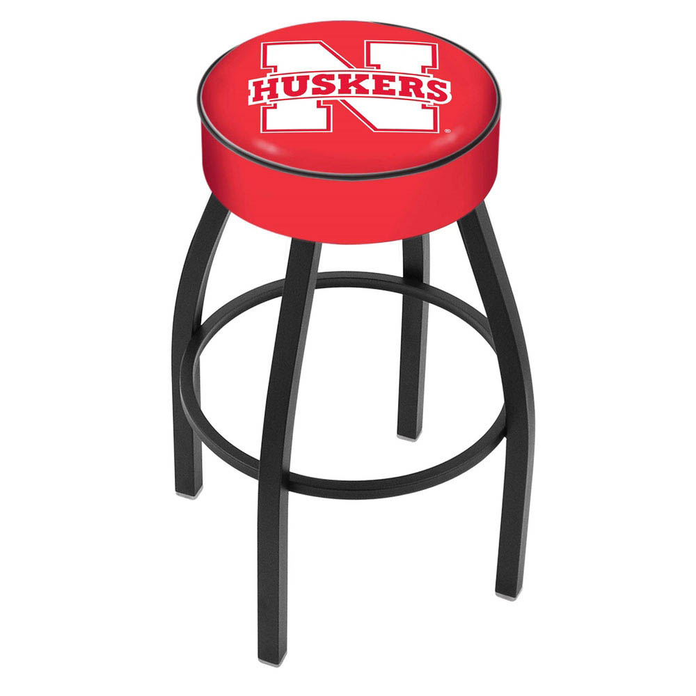 inch Nebraska Logo Swivel Bar Stool w/ Black Base