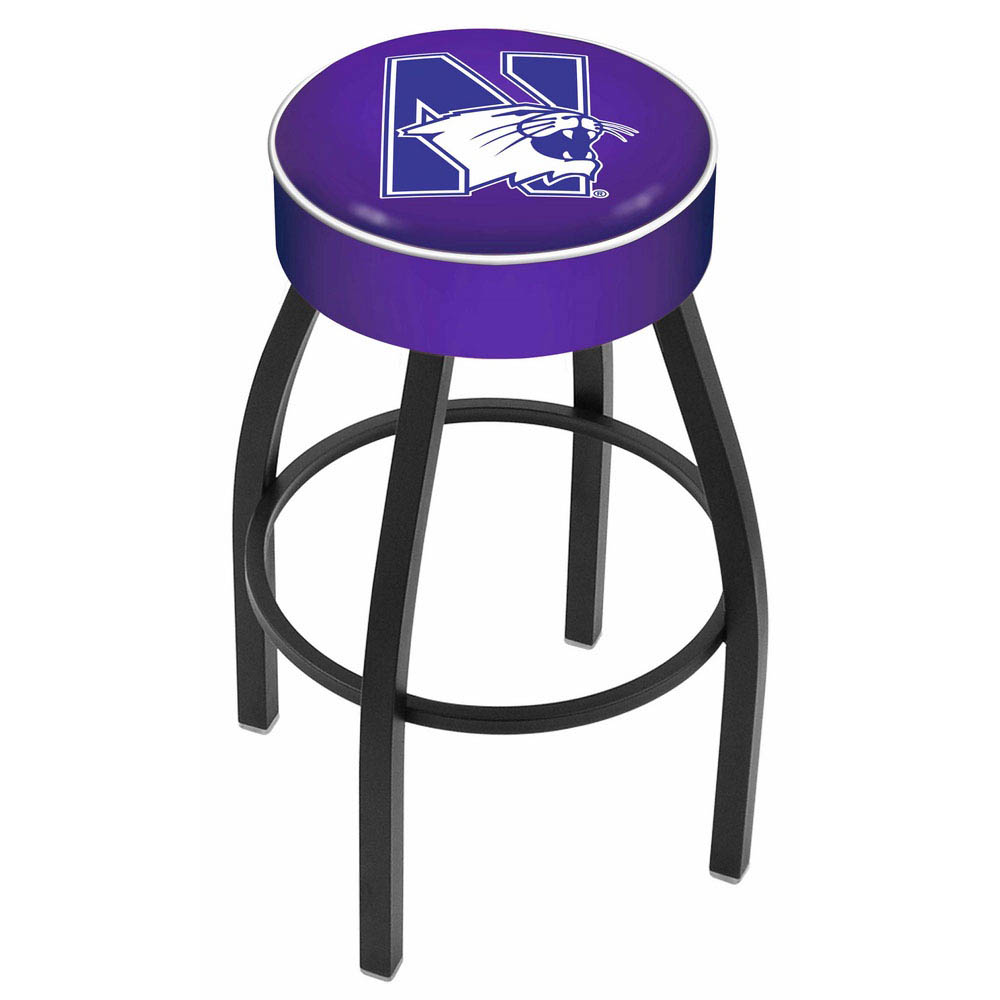 inch Northwestern Logo Swivel Bar Stool w/ Black Base
