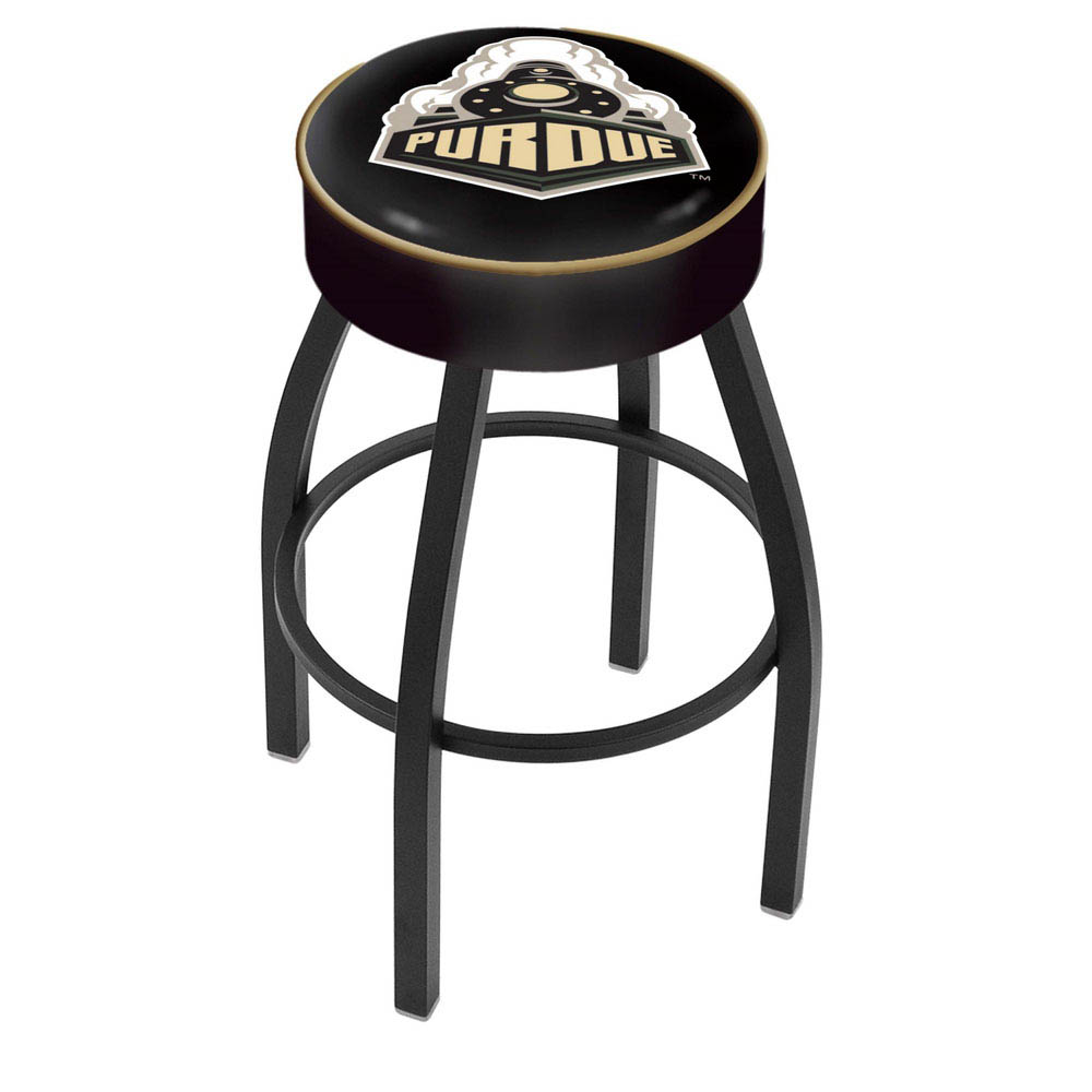 inch Purdue Logo Swivel Bar Stool w/ Black Base