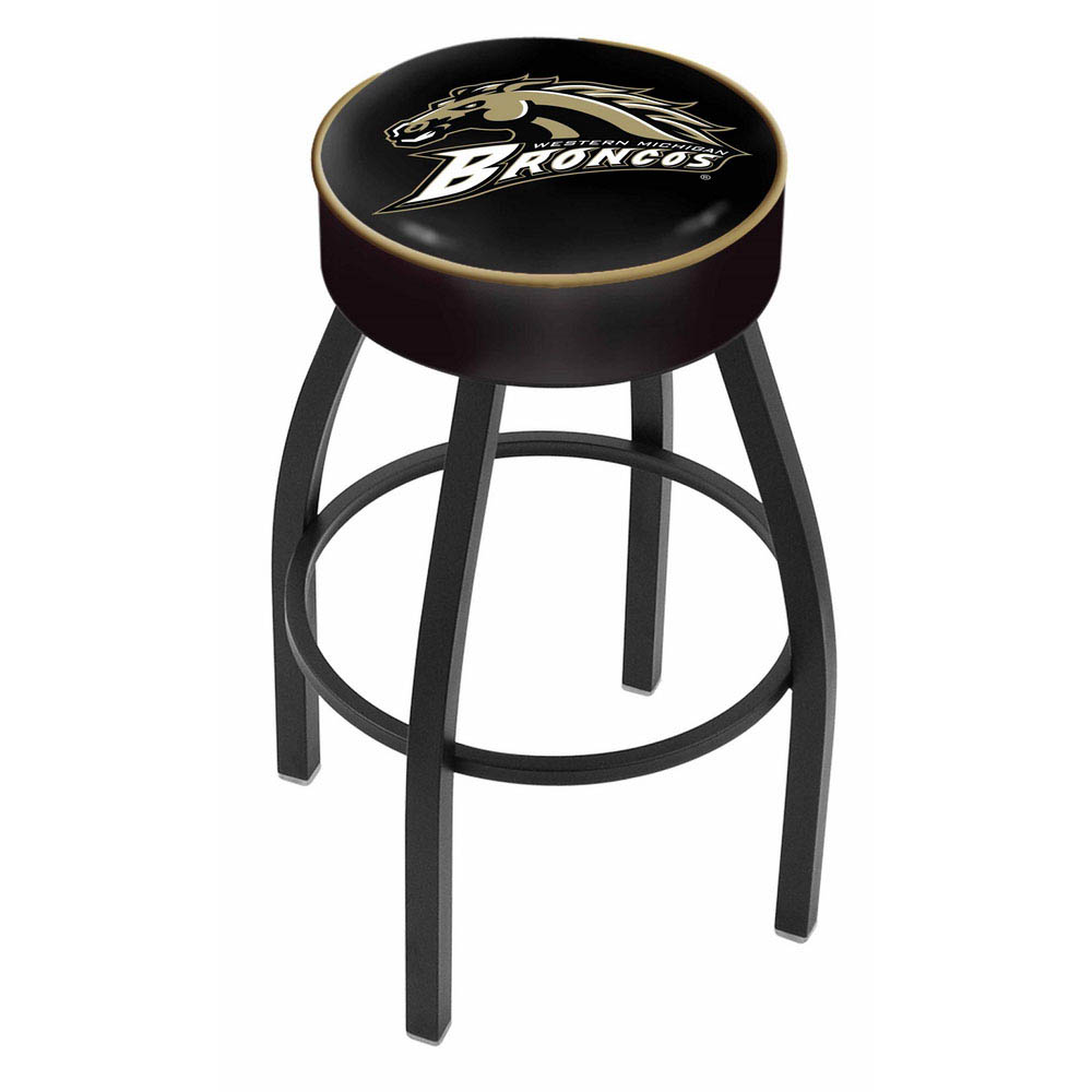 inch Western Michigan Logo Swivel Bar Stool w/ Black Base
