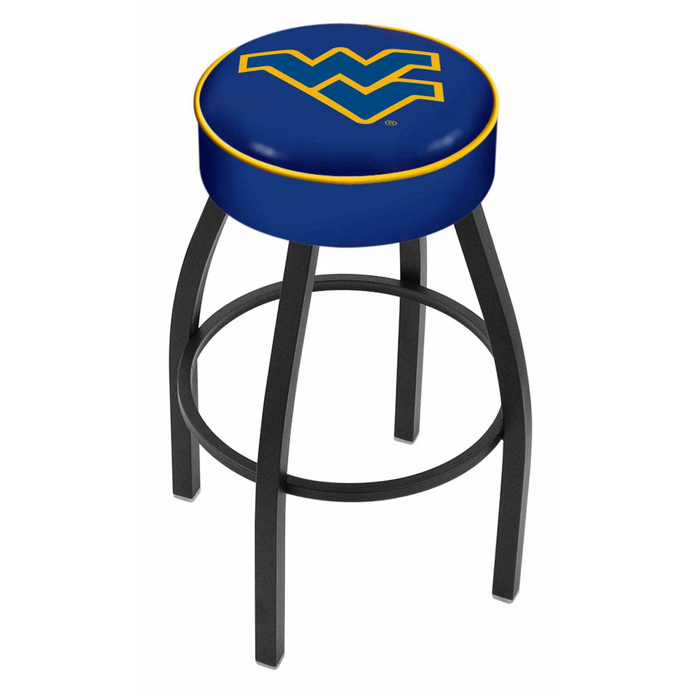inch West Virginia Logo Swivel Bar Stool w/ Black Base