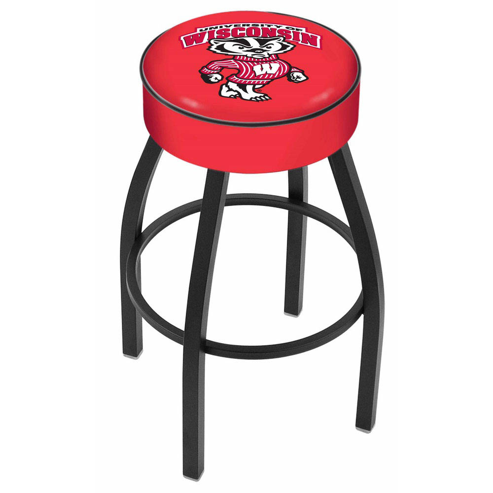 inch Wisconsin Badger Logo Swivel Bar Stool w/ Black Base