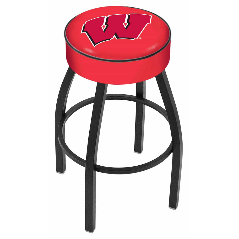 inch Wisconsin Logo Swivel Bar Stool w/ Black Base