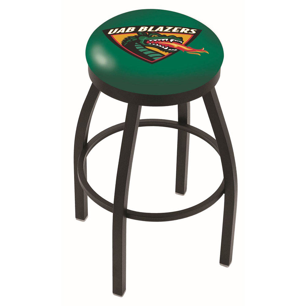 inch Black UAB Swivel Bar Stool w/ Accent Ring