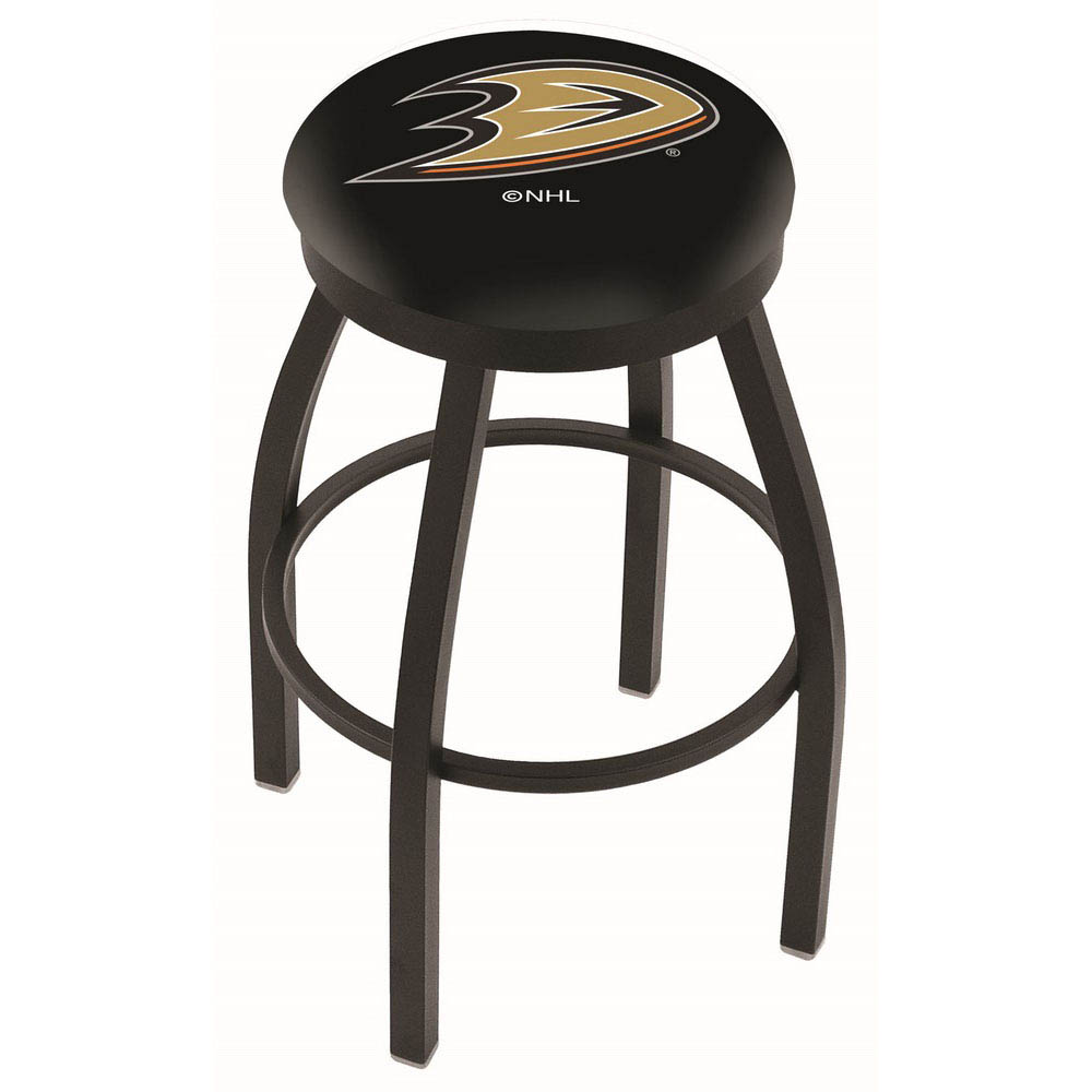 inch Black Anaheim Ducks Swivel Bar Stool w/ Accent Ring