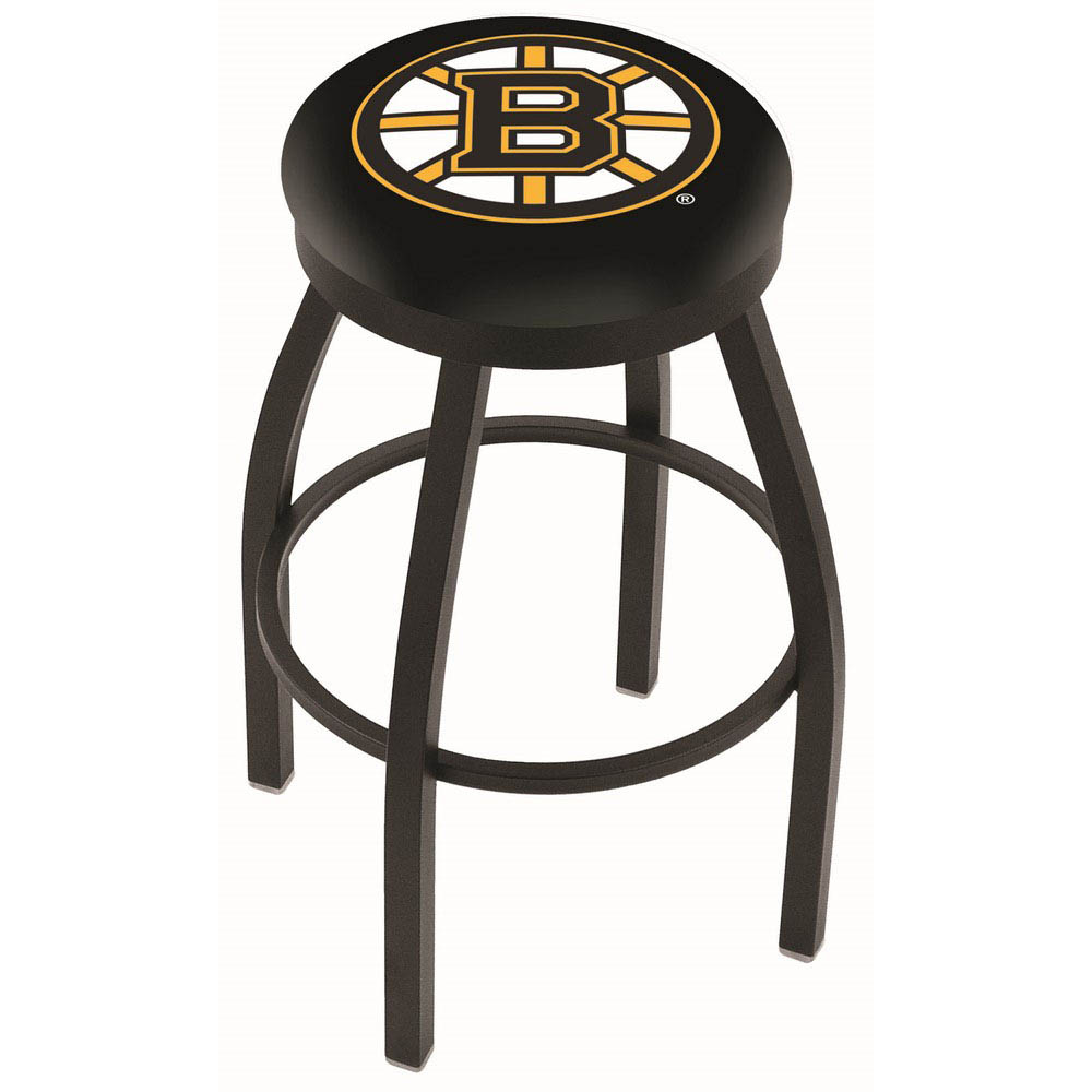 inch Black Boston Bruins Swivel Bar Stool w/ Accent Ring