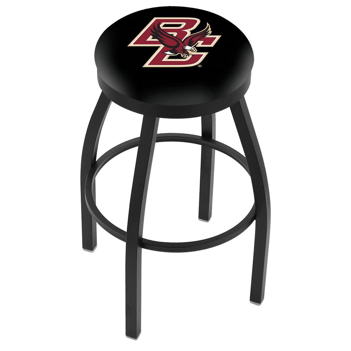 inch Black Boston College Swivel Bar Stool w/ Accent Ring