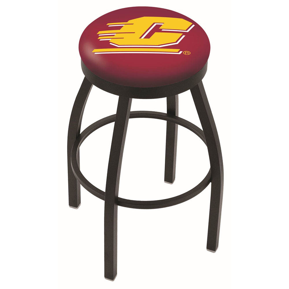 inch Black Central Michigan Swivel Bar Stool w/ Accent Ring