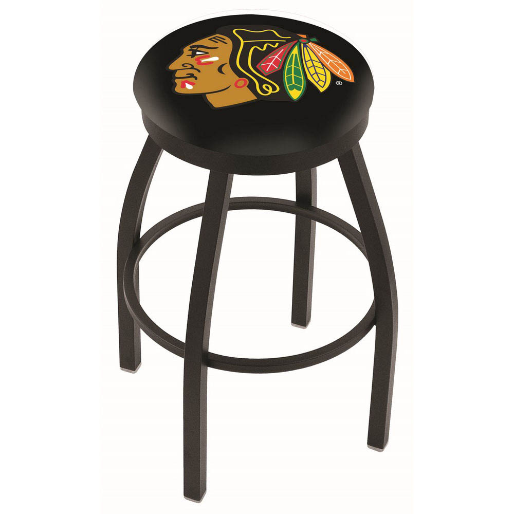 inch Black Chicago Blackhawks Swivel Bar Stool w/ Accent Ring