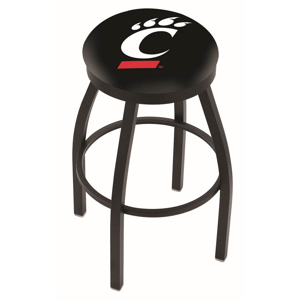 inch Black Cincinnati Swivel Bar Stool w/ Accent Ring
