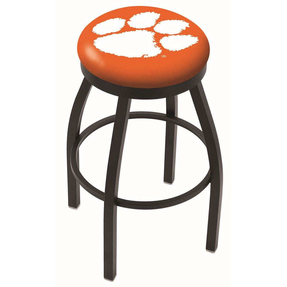 inch Black Clemson Swivel Bar Stool w/ Accent Ring