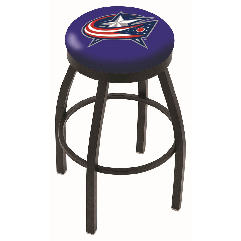 inch Black Columbus Blue Jackets Swivel Bar Stool w/ Accent Ring