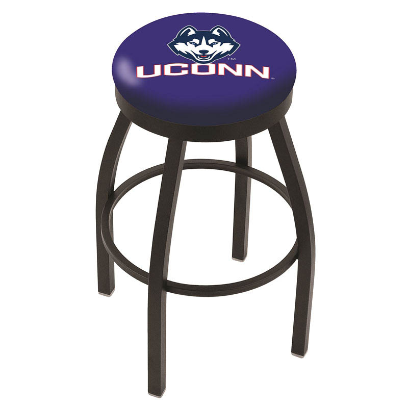 inch Black Connecticut Swivel Bar Stool w/ Accent Ring