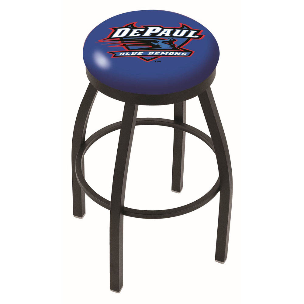 inch Black DePaul Swivel Bar Stool w/ Accent Ring