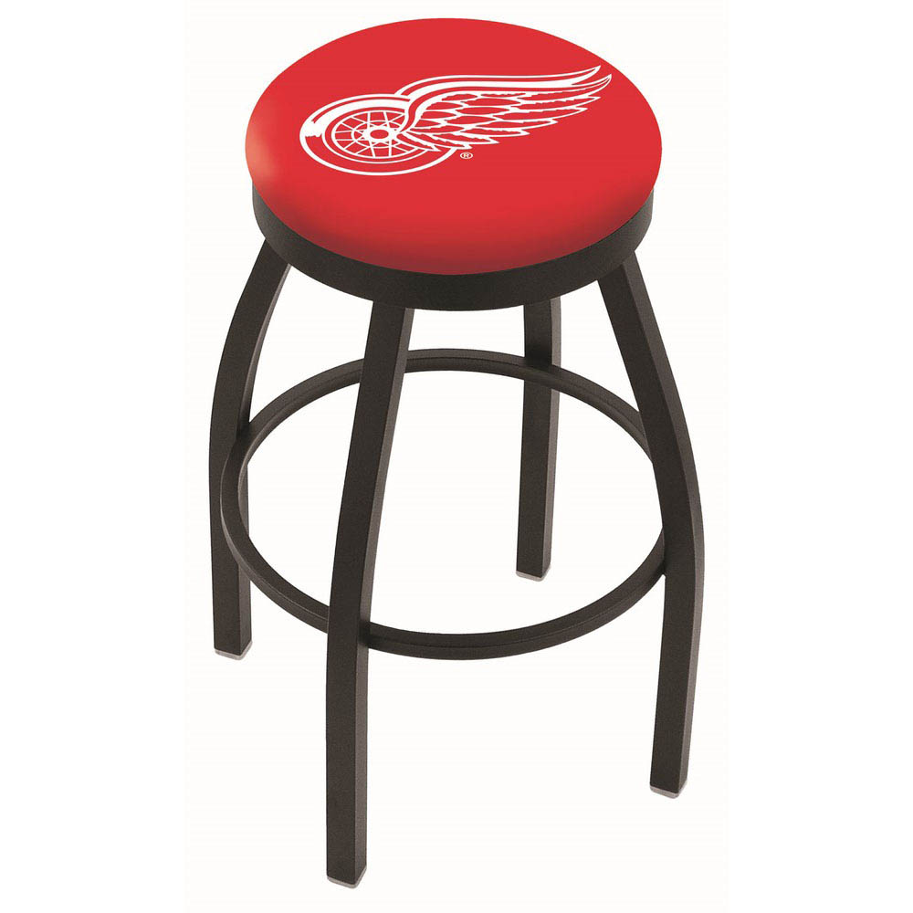 inch Black Detroit Red Wings Swivel Bar Stool w/ Accent Ring