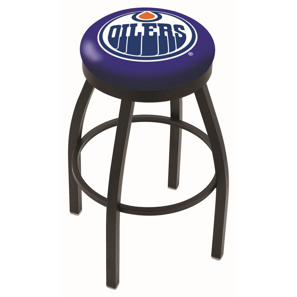 inch Black Edmonton Oilers Swivel Bar Stool w/ Accent Ring