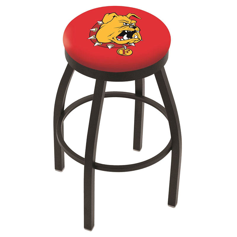 inch Black Ferris State Swivel Bar Stool w/ Accent Ring
