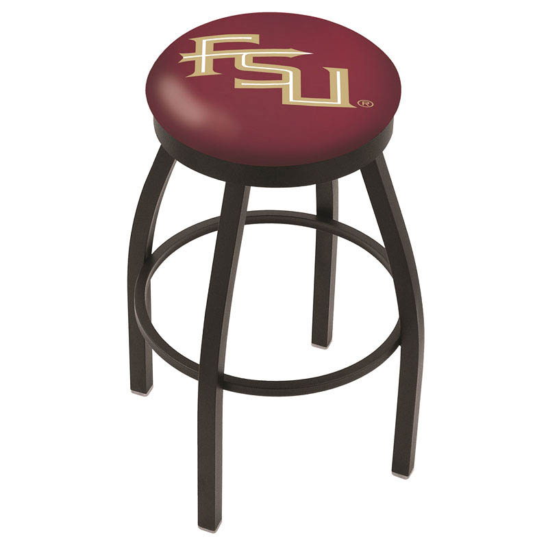 inch Black Florida State Swivel Bar Stool w/ Accent Ring