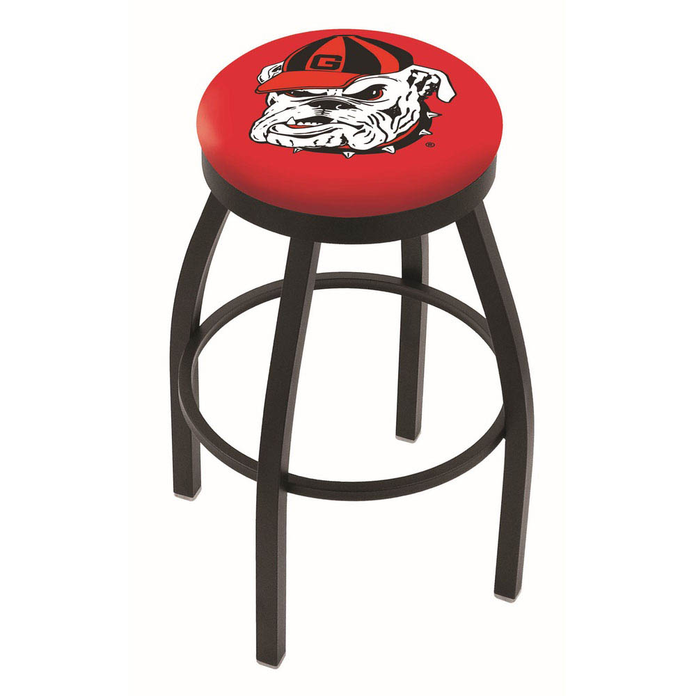 inch Black Georgia Bulldog Swivel Bar Stool w/ Accent Ring