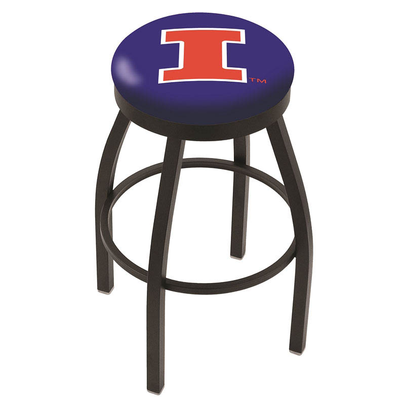 inch Black Illinois Swivel Bar Stool w/ Accent Ring