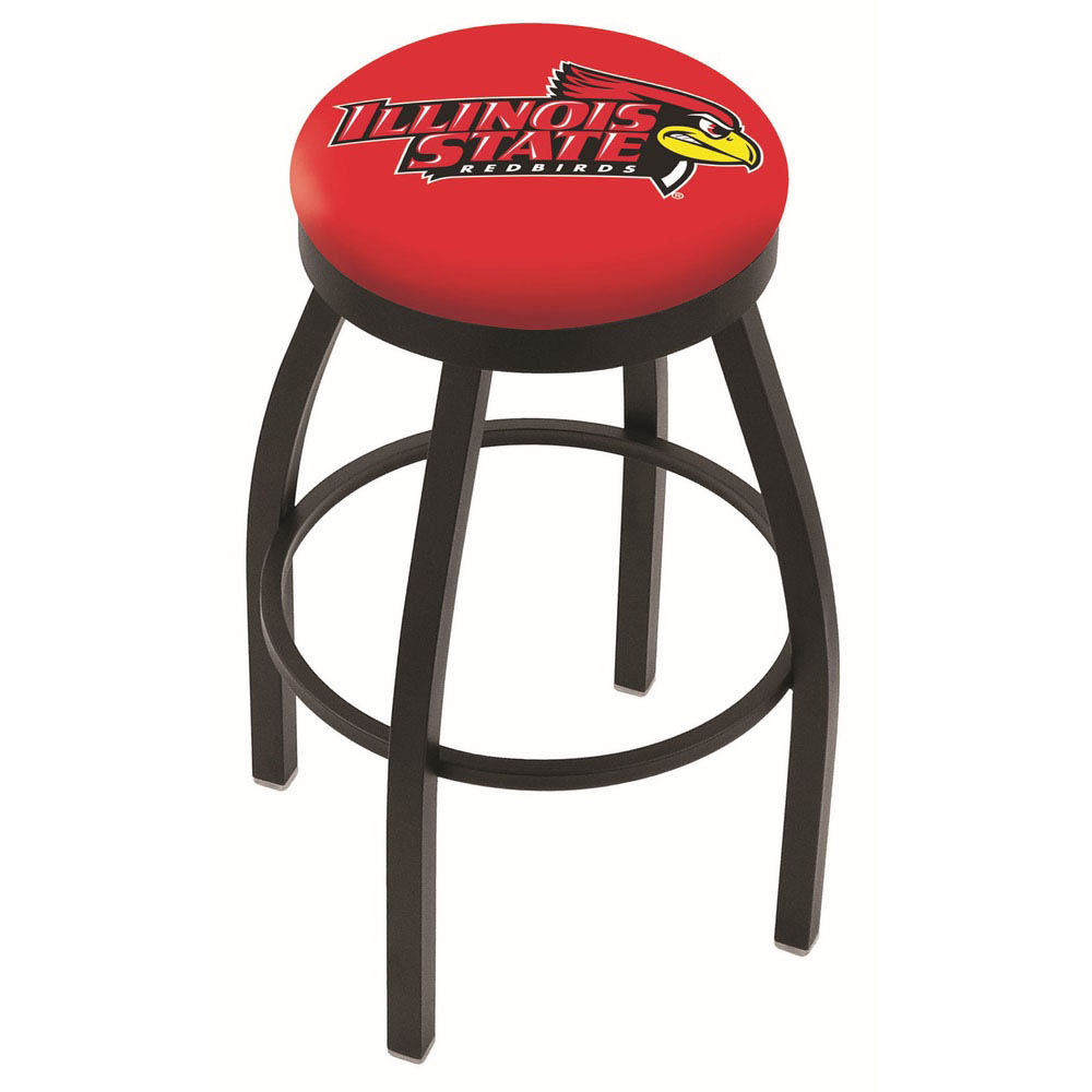 inch Black Illinois State Swivel Bar Stool w/ Accent Ring