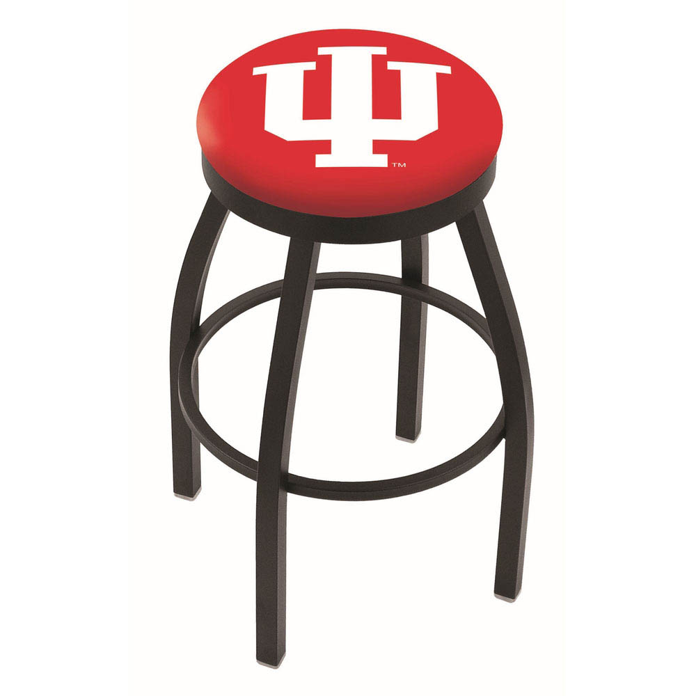 inch Black Indiana Swivel Bar Stool w/ Accent Ring