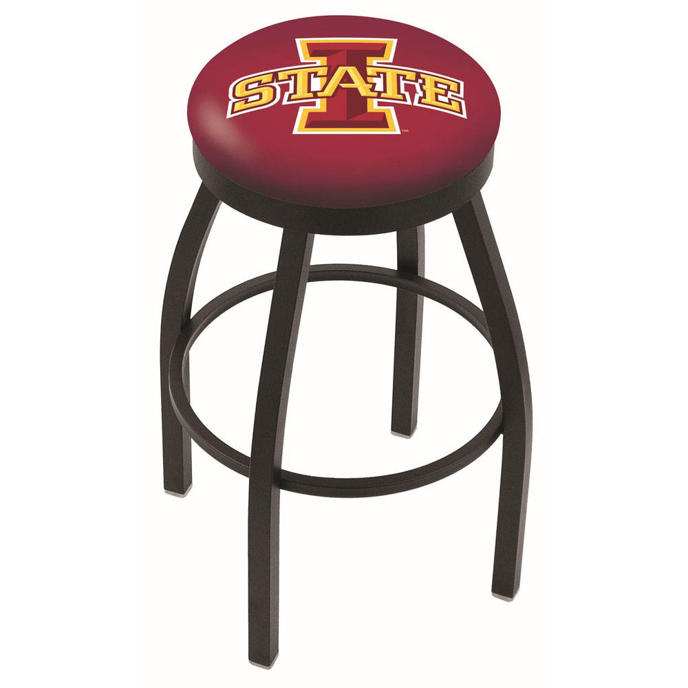 inch Black Iowa State Swivel Bar Stool w/ Accent Ring