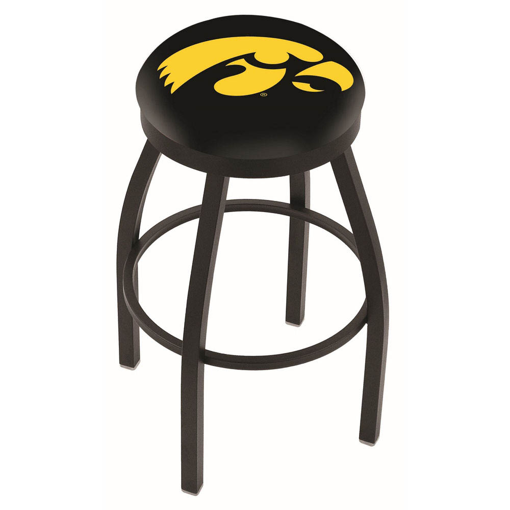 inch Black Iowa Swivel Bar Stool w/ Accent Ring