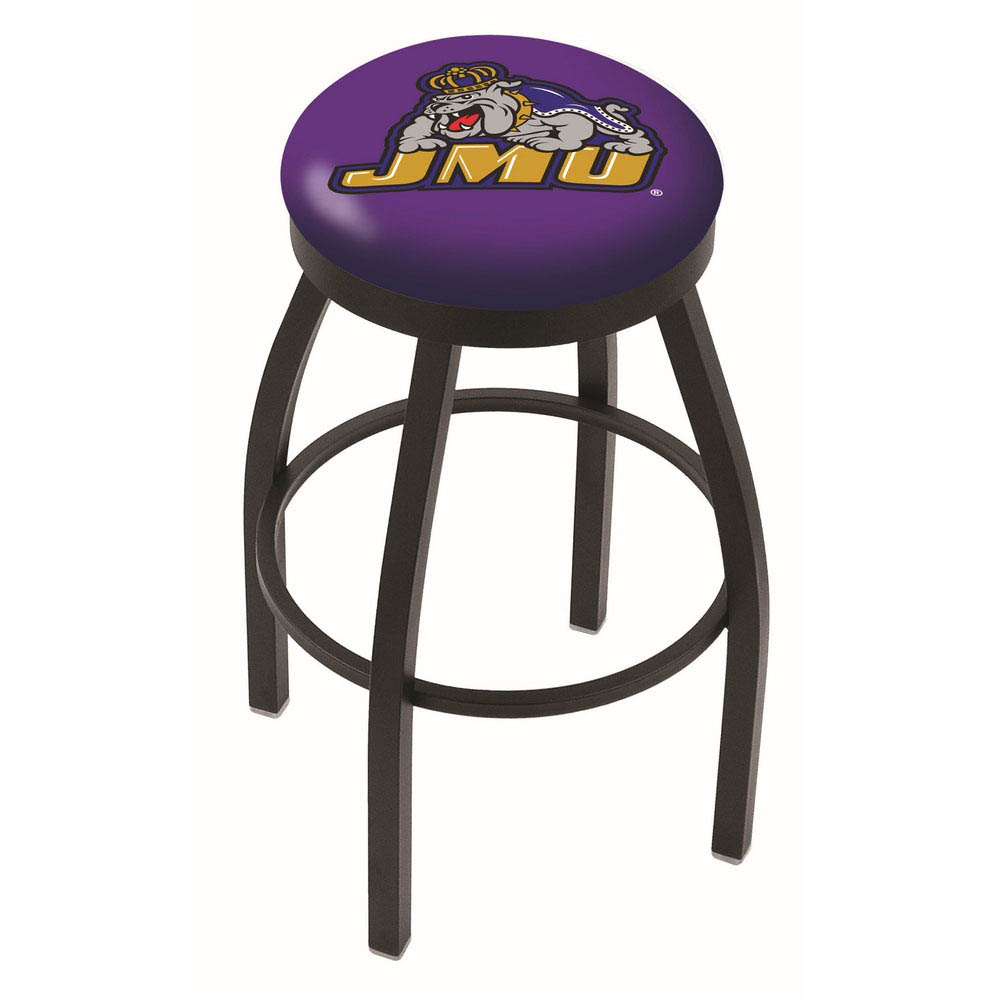 inch Black James Madison Swivel Bar Stool w/ Accent Ring