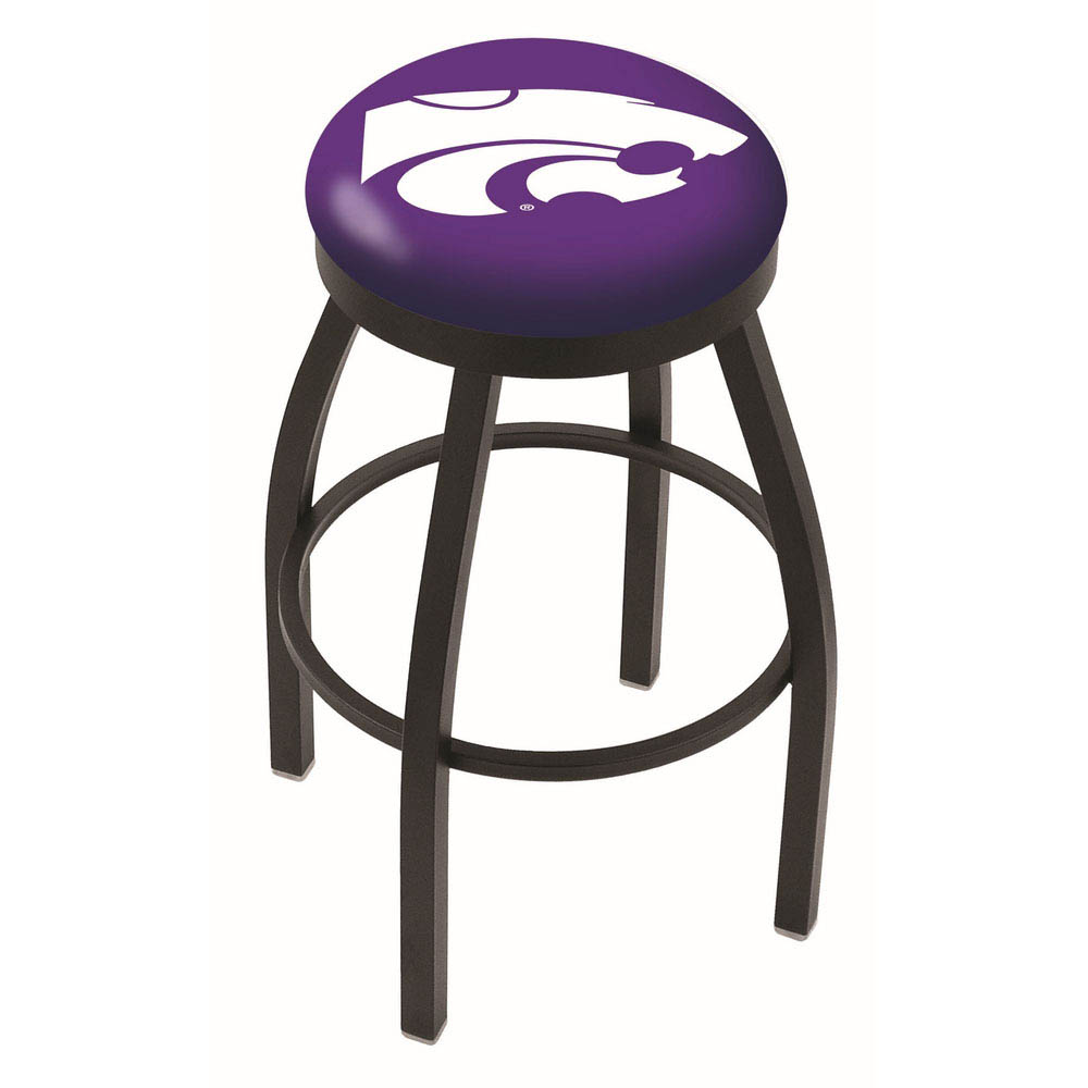 inch Black Kansas State Swivel Bar Stool w/ Accent Ring