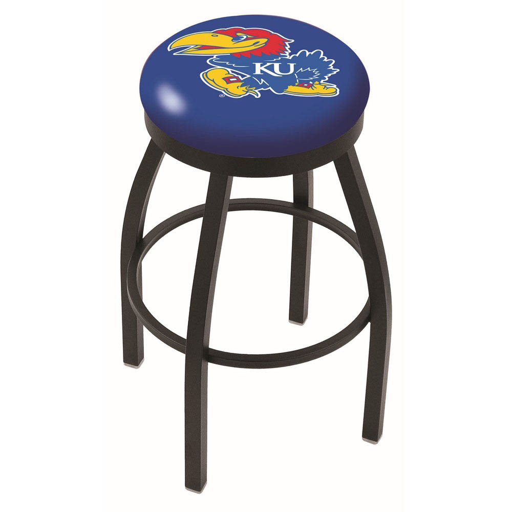 inch Black Kansas Swivel Bar Stool w/ Accent Ring
