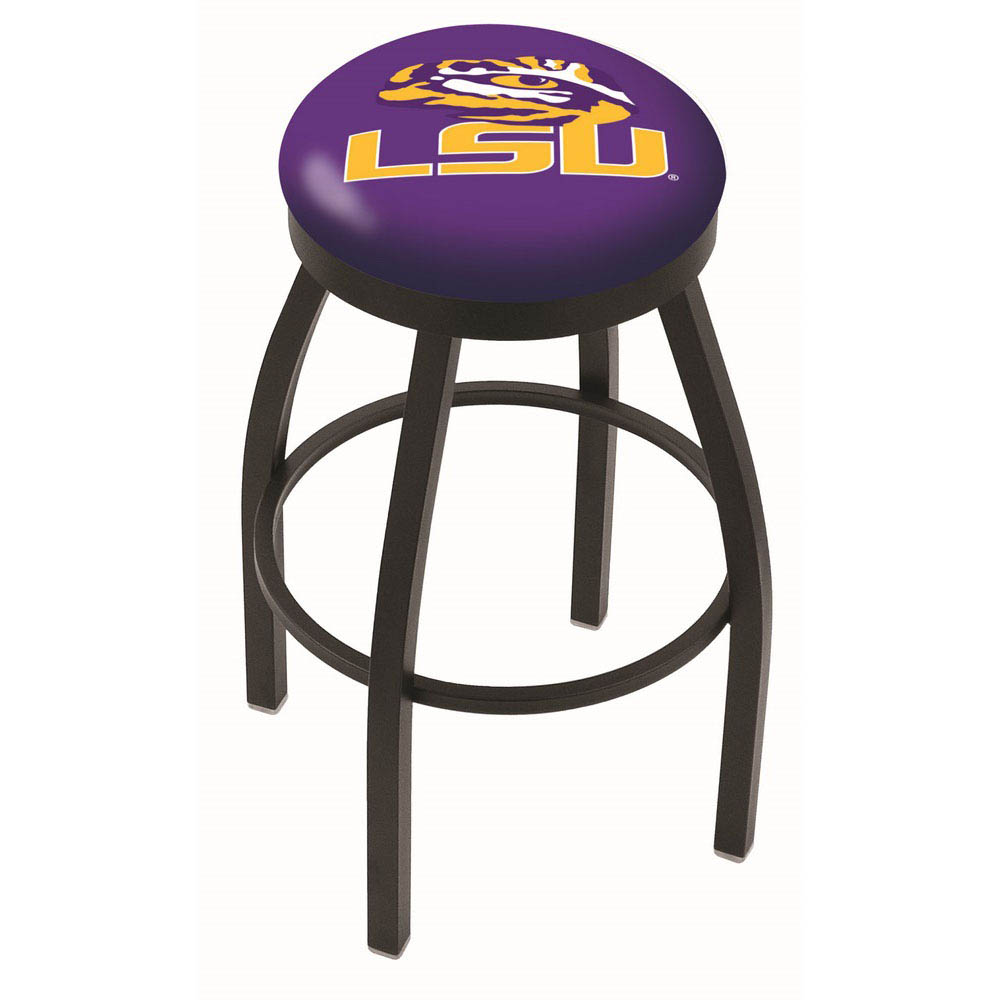 inch Black Louisiana State Swivel Bar Stool w/ Accent Ring