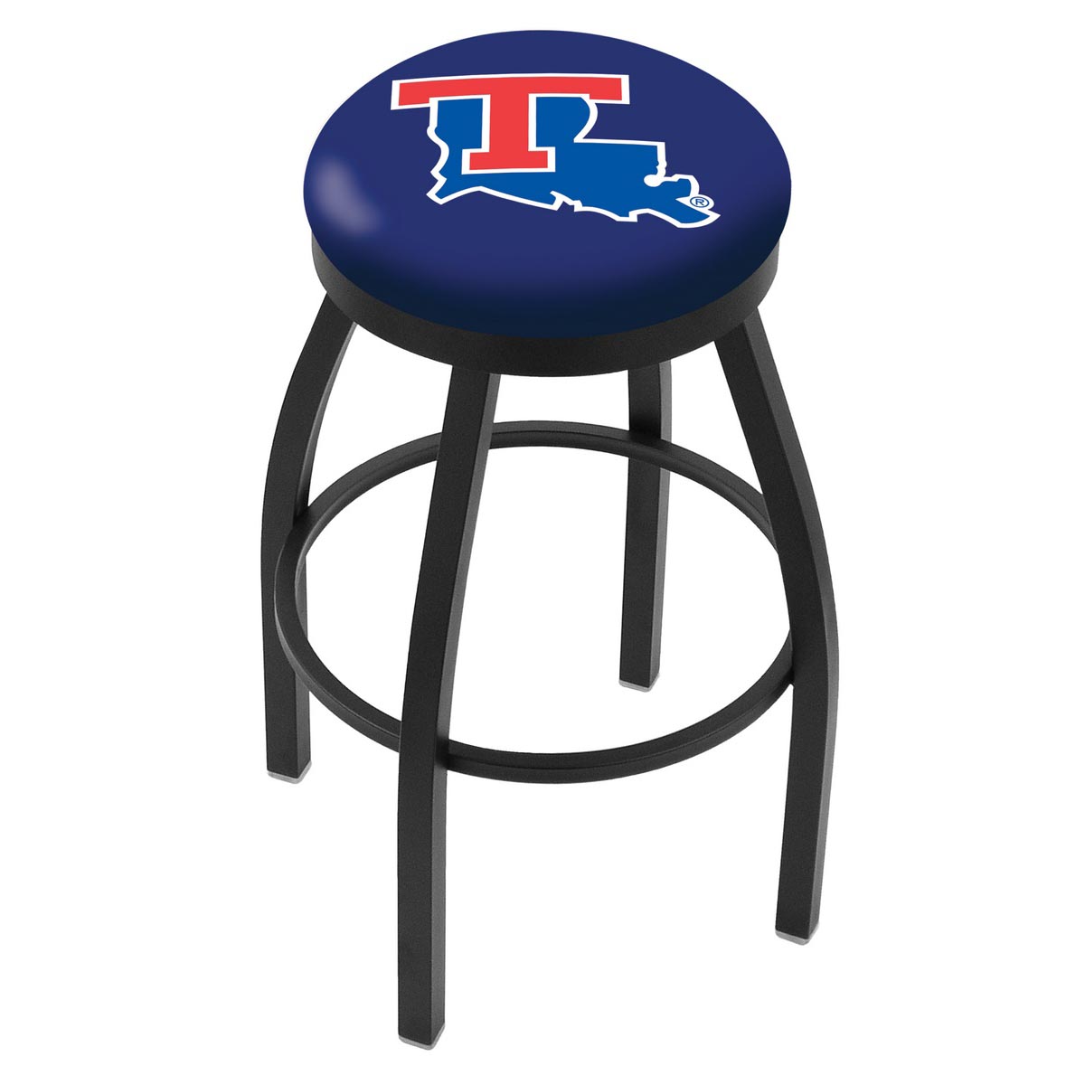 inch Black Louisiana Tech Swivel Bar Stool w/ Accent Ring