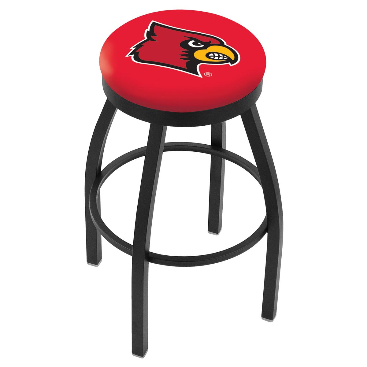inch Black Louisville Swivel Bar Stool w/ Accent Ring