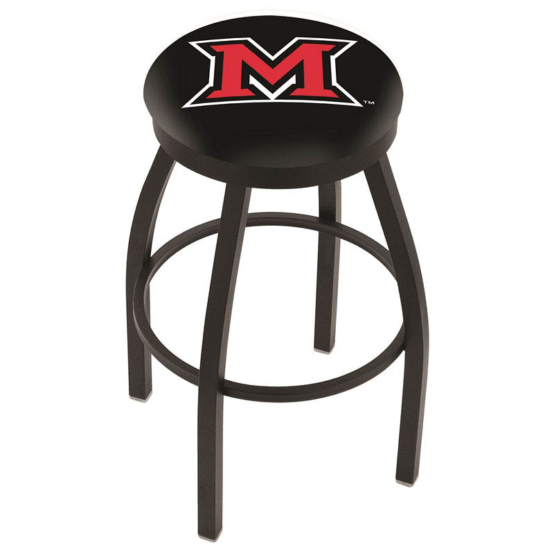 inch Black Miami of Ohio Swivel Bar Stool w/ Accent Ring