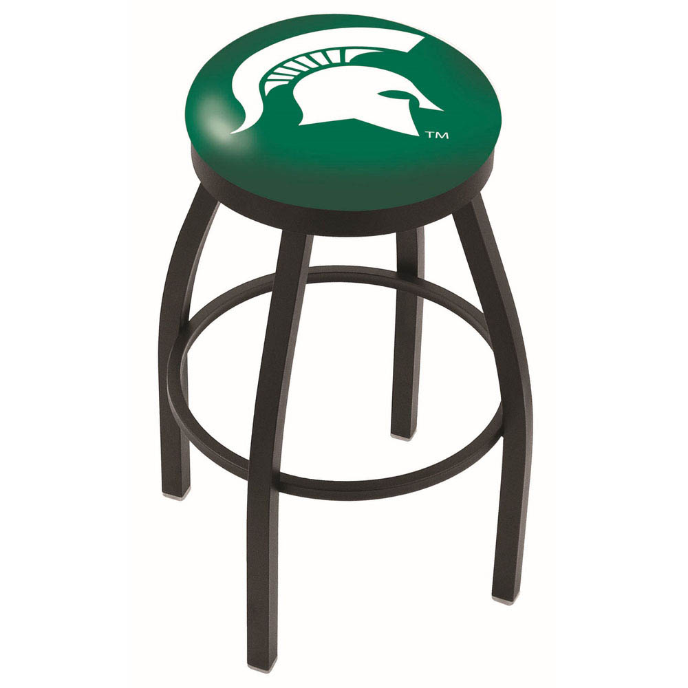 inch Black Michigan State Swivel Bar Stool w/ Accent Ring