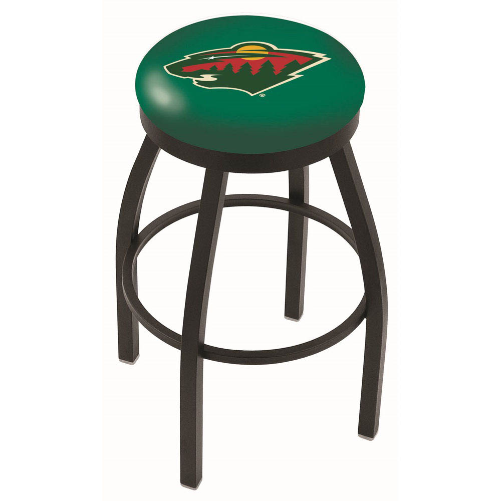 inch Black Minnesota Wild Swivel Bar Stool w/ Accent Ring