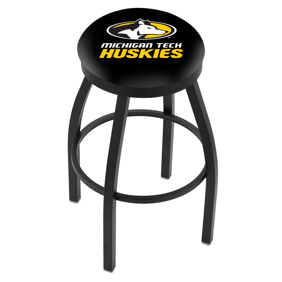 inch Black Michigan Tech Swivel Bar Stool w/ Accent Ring