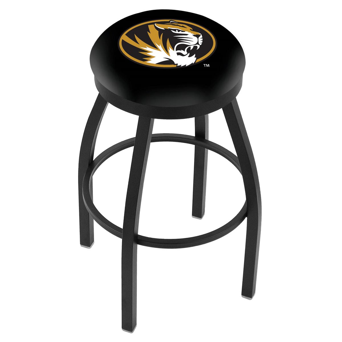 inch Black Missouri Swivel Bar Stool w/ Accent Ring