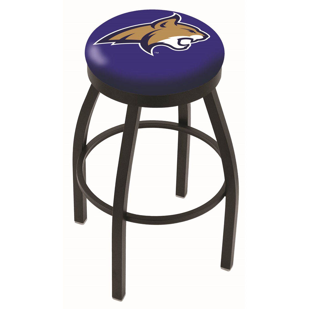 inch Black Montana State Swivel Bar Stool w/ Accent Ring