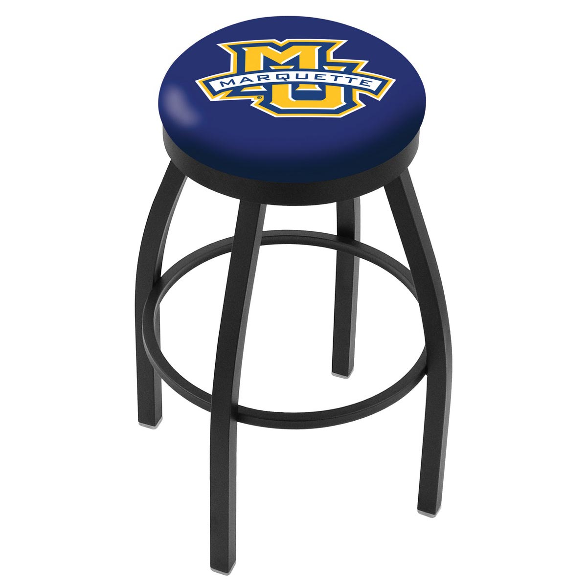 inch Black Marquette Swivel Bar Stool w/ Accent Ring