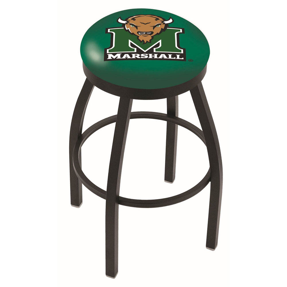 inch Black Marshall Swivel Bar Stool w/ Accent Ring
