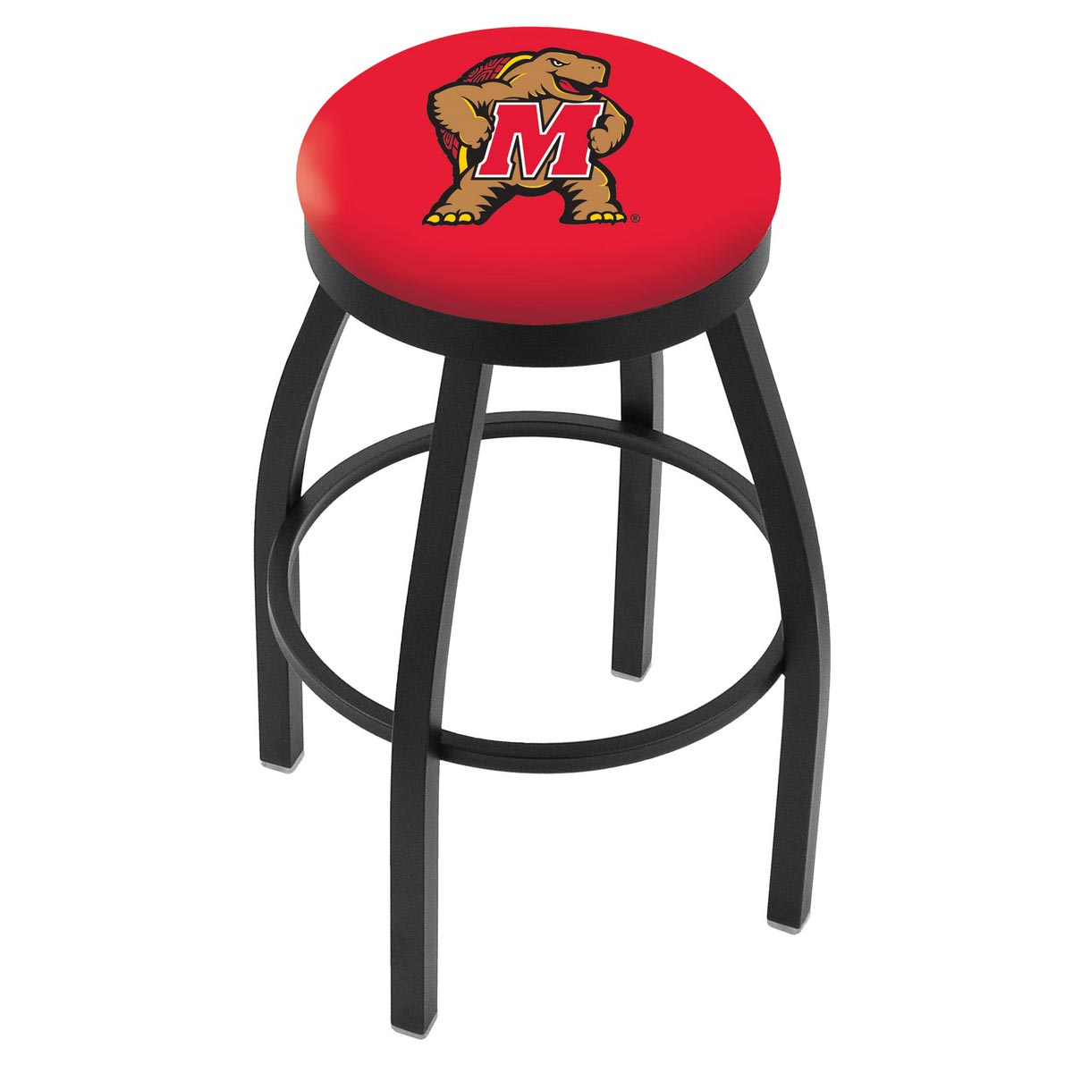 inch Black Maryland Swivel Bar Stool w/ Accent Ring
