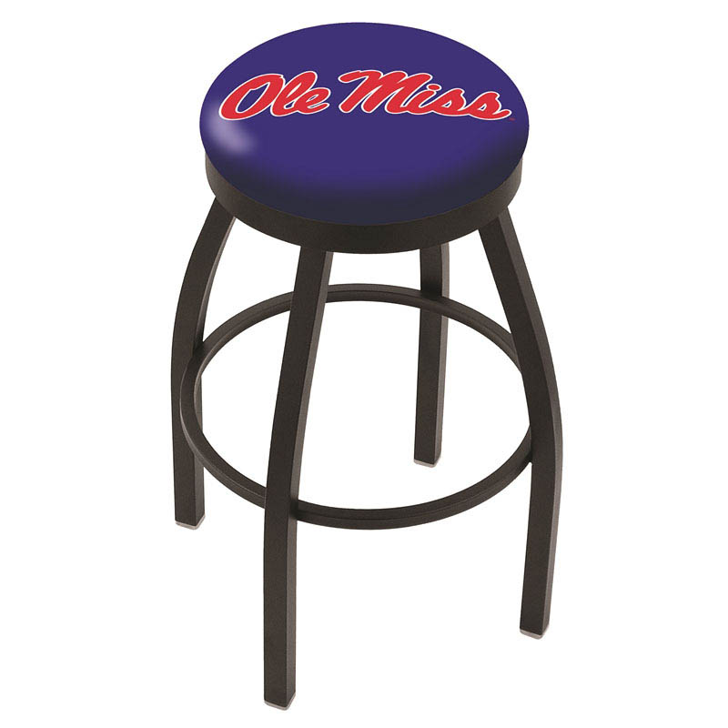 inch Black Ole Miss Swivel Bar Stool w/ Accent Ring